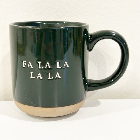 Sweet Water Decor Christmas Holiday Green Ceramic Mug with Festive Fa La La La - Picture 2 of 5